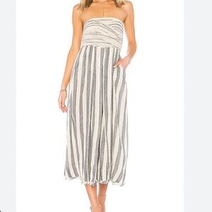 Free People Stripe Me Up Strapless Midi Dress Size XS Gauzy Wedding Guest Boho